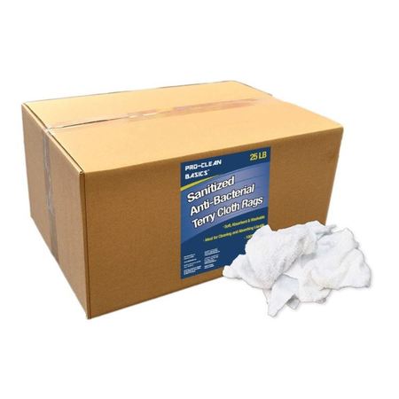 PROCLEAN Sanitized Anti-Bacterial Terry Cloth Rag, White, 25lbs Bag WW99803